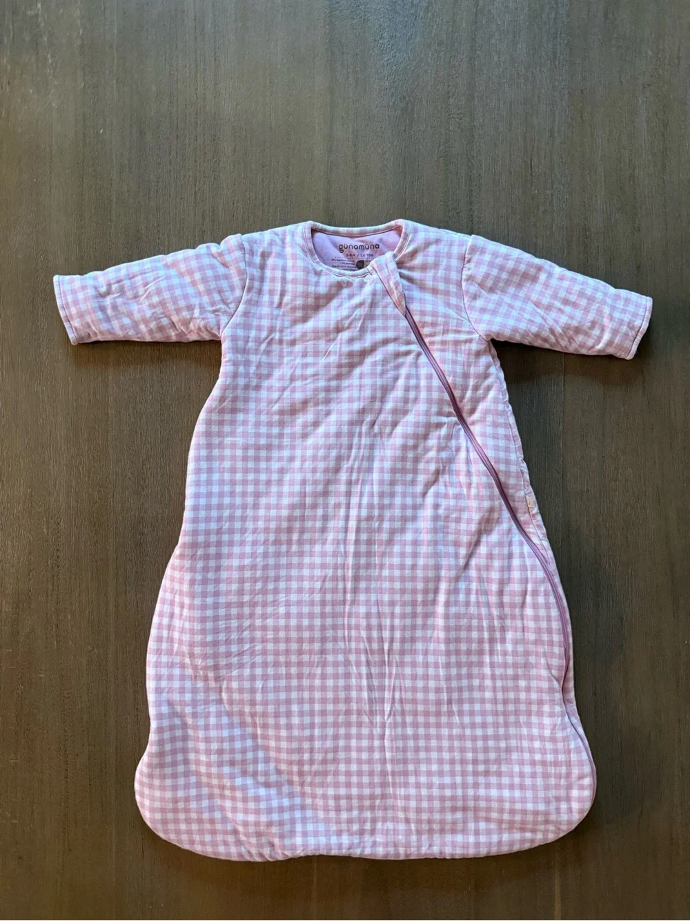 Gunamuna Baby Girl Pink Gingham Cottagecore Bamboo Sleep Sack 1.0 tog 3-9 Months
